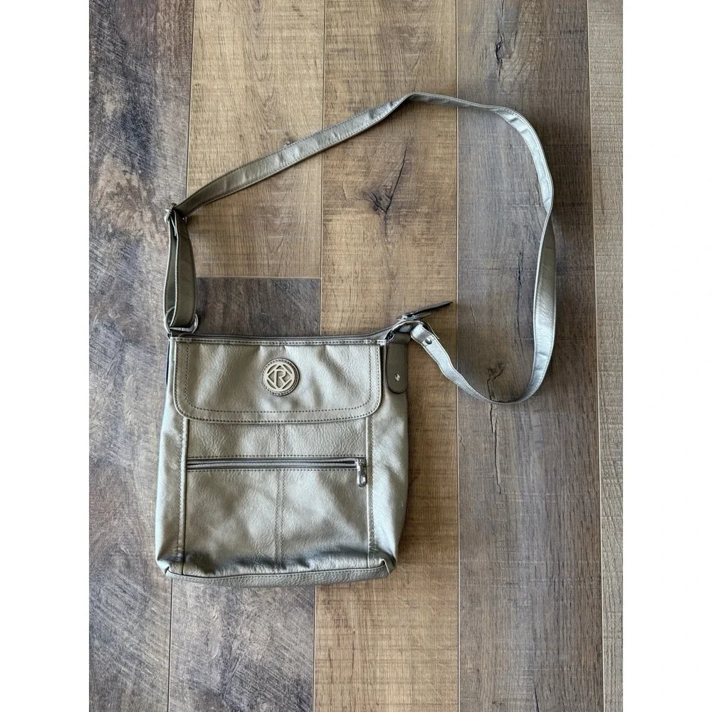 Relic Metallic Silver Crossbody Purse With Adjustable Strap
